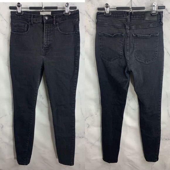 Everlane Jeans Womens High Rise Straight Leg Sz 29 x 27 Gray Black Regular Denim - Picture 1 of 10